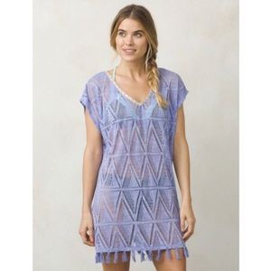 Prana Seabrook Tunic Swim Coverup Small Lavender Purple Lilac Dress Embroidered